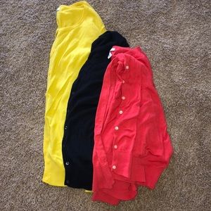 Cardigans- Coral and Navy:3x, Yellow:2x